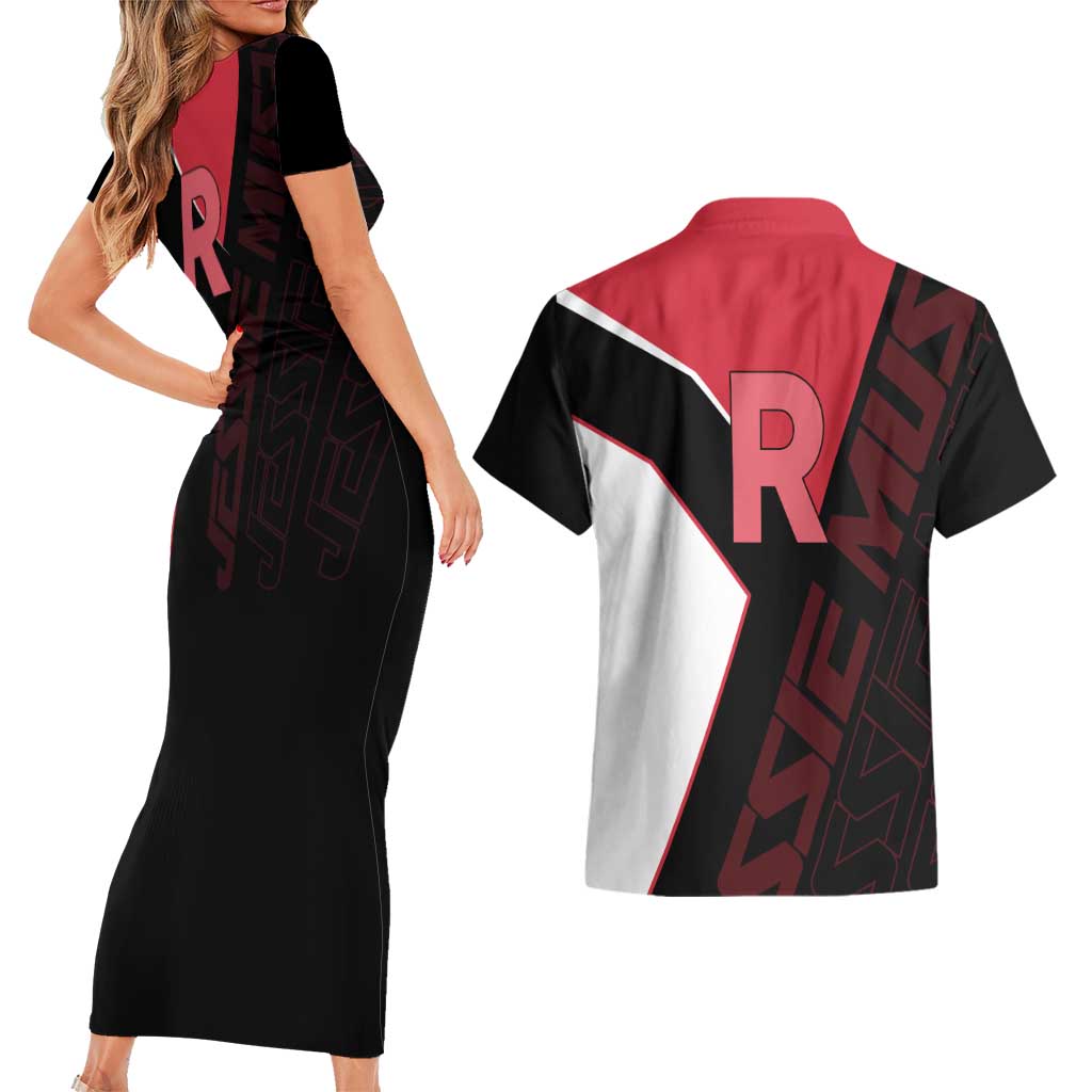Jessie Musashi Poké Couples Matching Short Sleeve Bodycon Dress and Hawaiian Shirt Bold Villain Anime Style