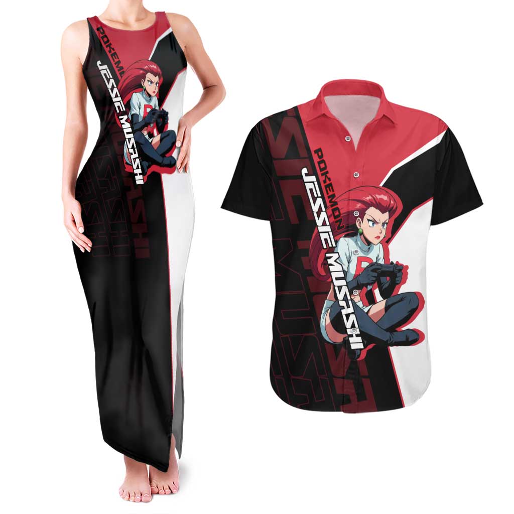 Jessie Musashi Poké Couples Matching Tank Maxi Dress and Hawaiian Shirt Bold Villain Anime Style
