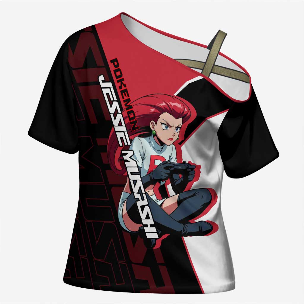 Jessie Musashi Poké Cross Shoulder Shirt Bold Villain Anime Style