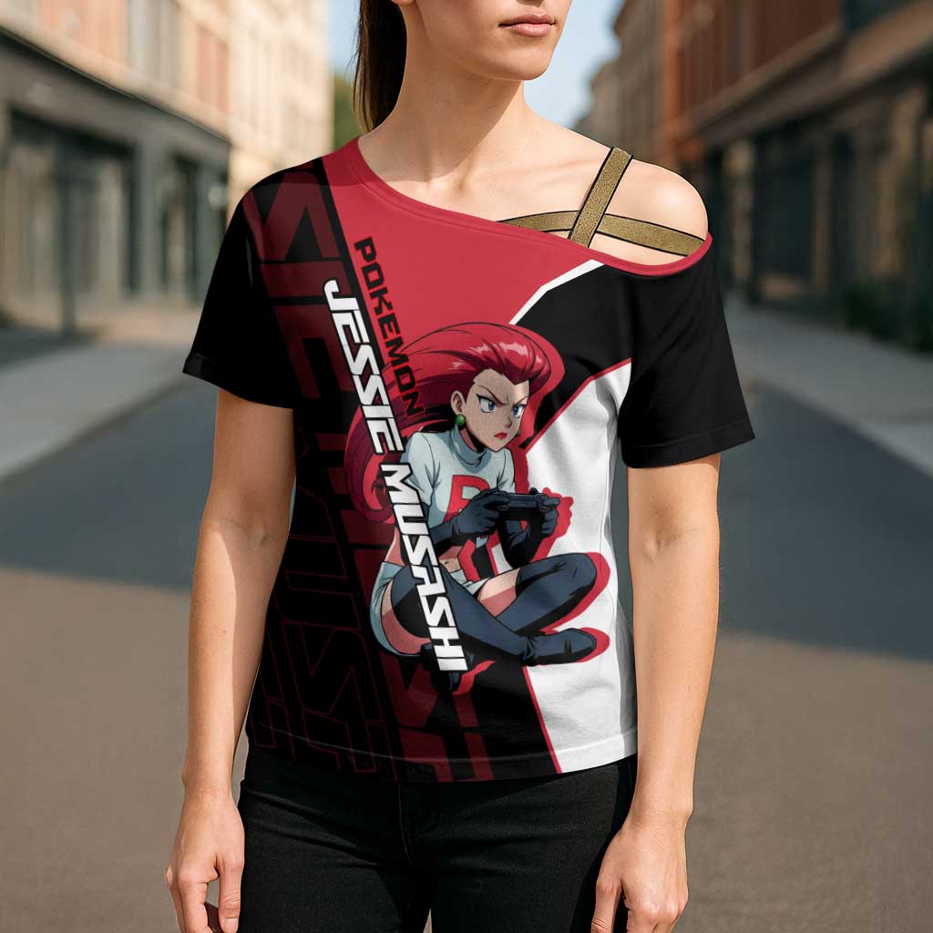 Jessie Musashi Poké Cross Shoulder Shirt Bold Villain Anime Style