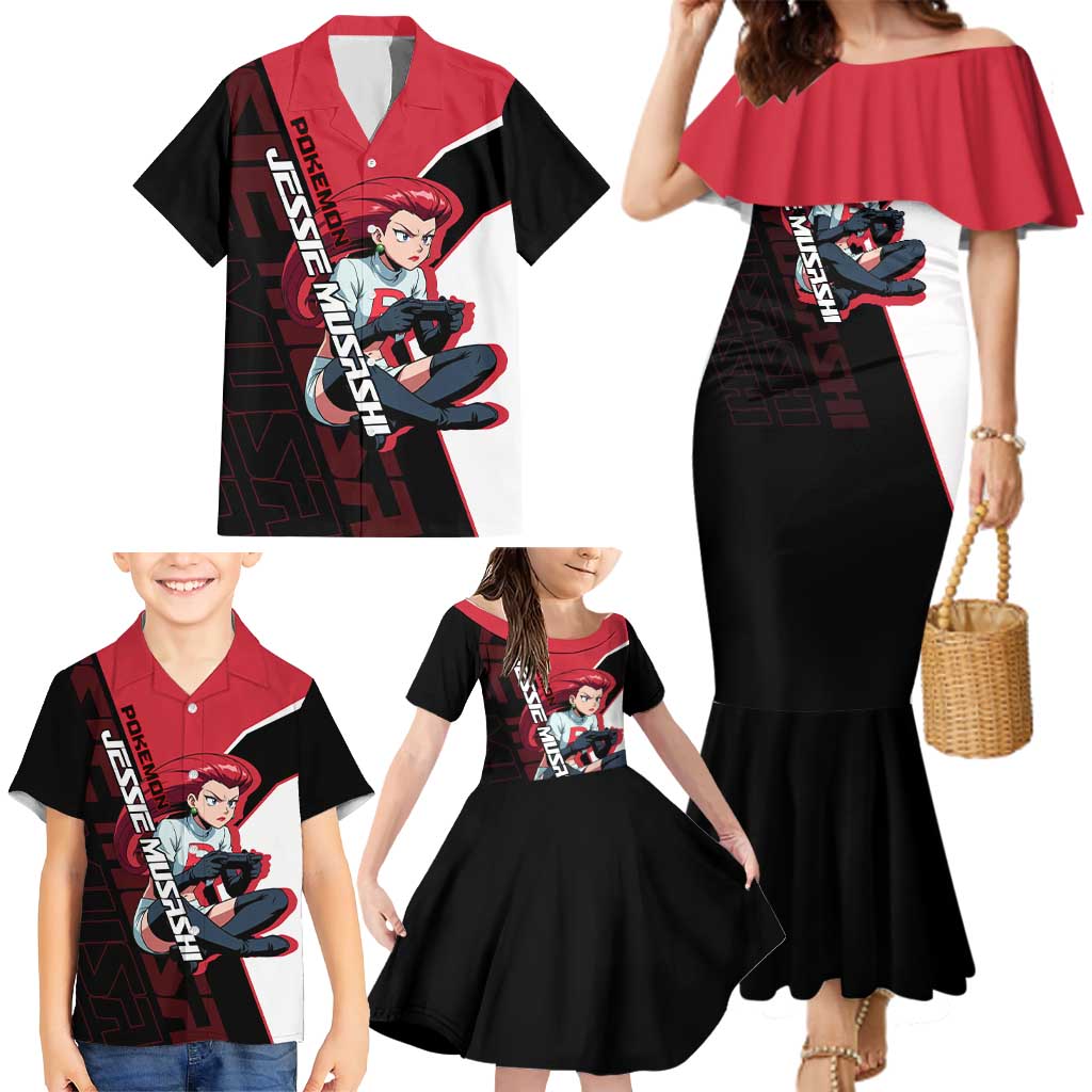 Jessie Musashi Poké Family Matching Mermaid Dress and Hawaiian Shirt Bold Villain Anime Style