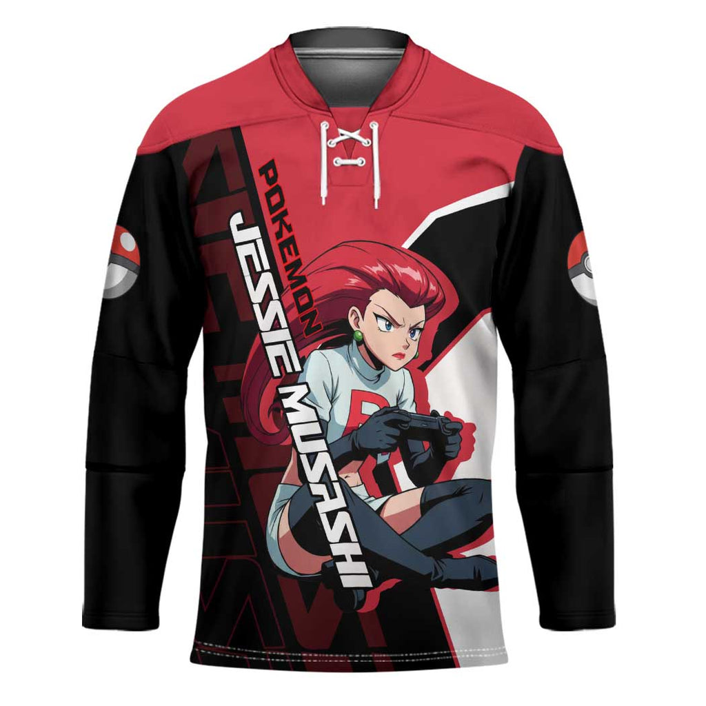 Jessie Musashi Poké Hockey Jersey Bold Villain Anime Style