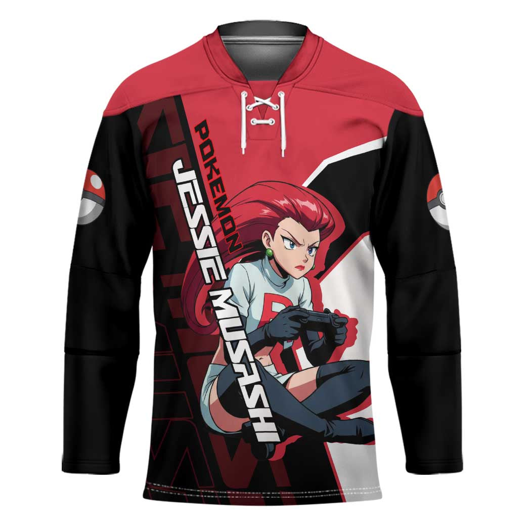 Jessie Musashi Poké Hockey Jersey Bold Villain Anime Style
