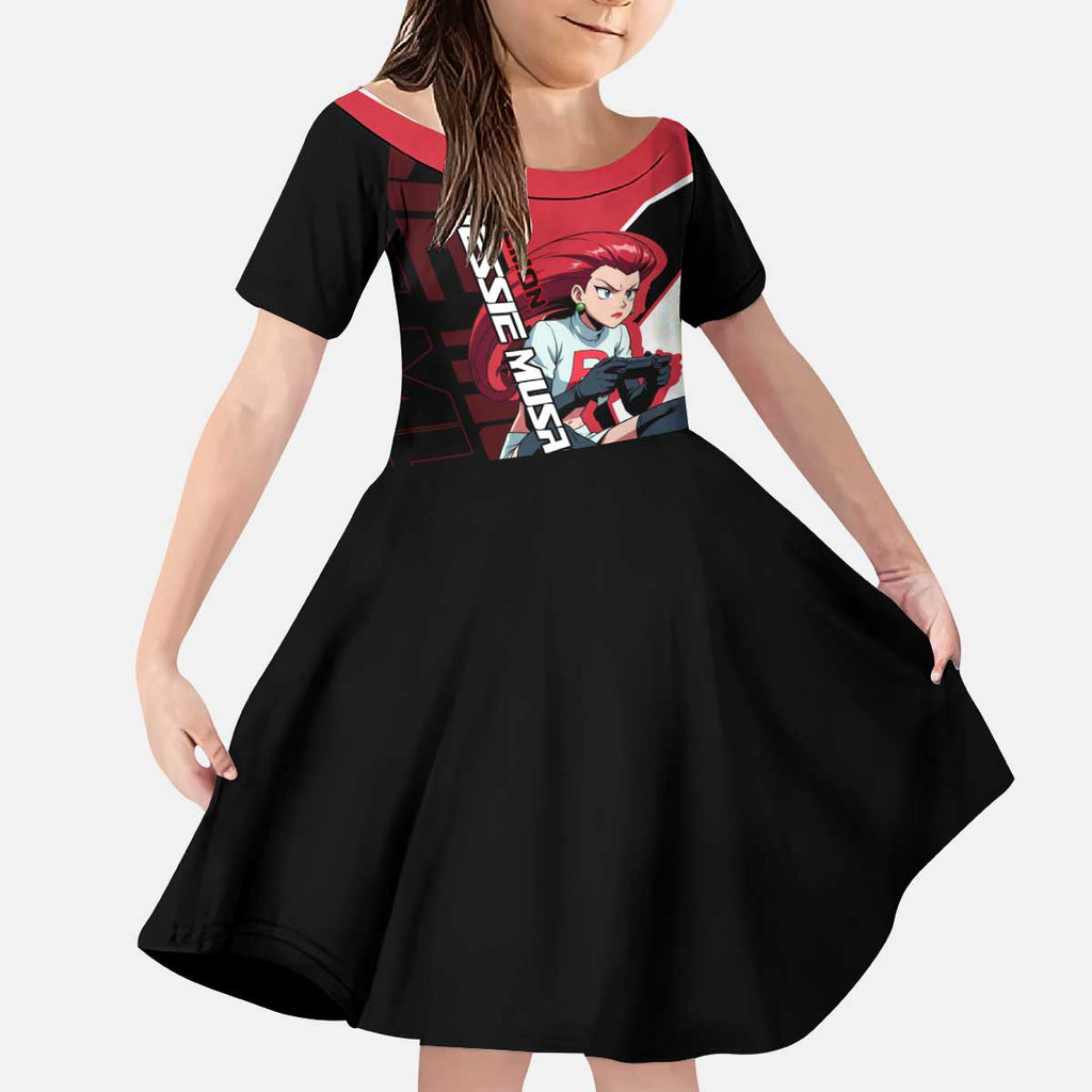 Jessie Musashi Poké Kid Short Sleeve Dress Bold Villain Anime Style