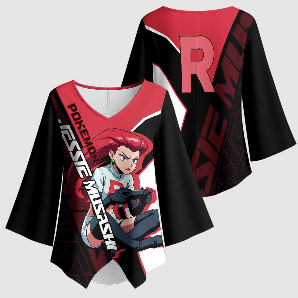 Jessie Musashi Poké Kimono Sleeve Blouse Bold Villain Anime Style
