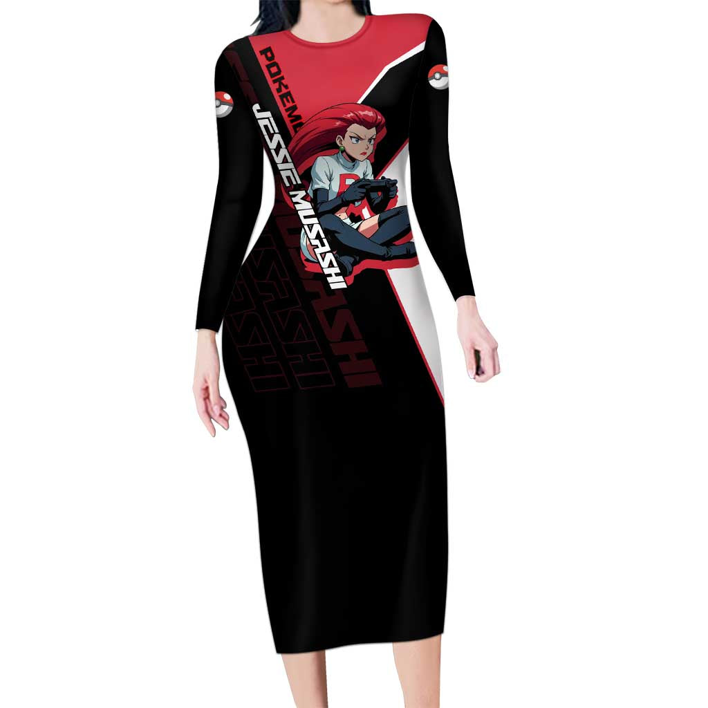Jessie Musashi Poké Long Sleeve Bodycon Dress Bold Villain Anime Style