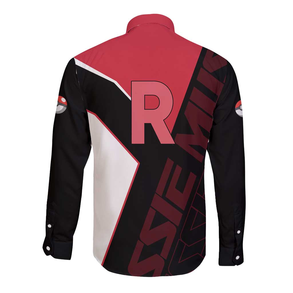 Jessie Musashi Poké Long Sleeve Button Shirt Bold Villain Anime Style