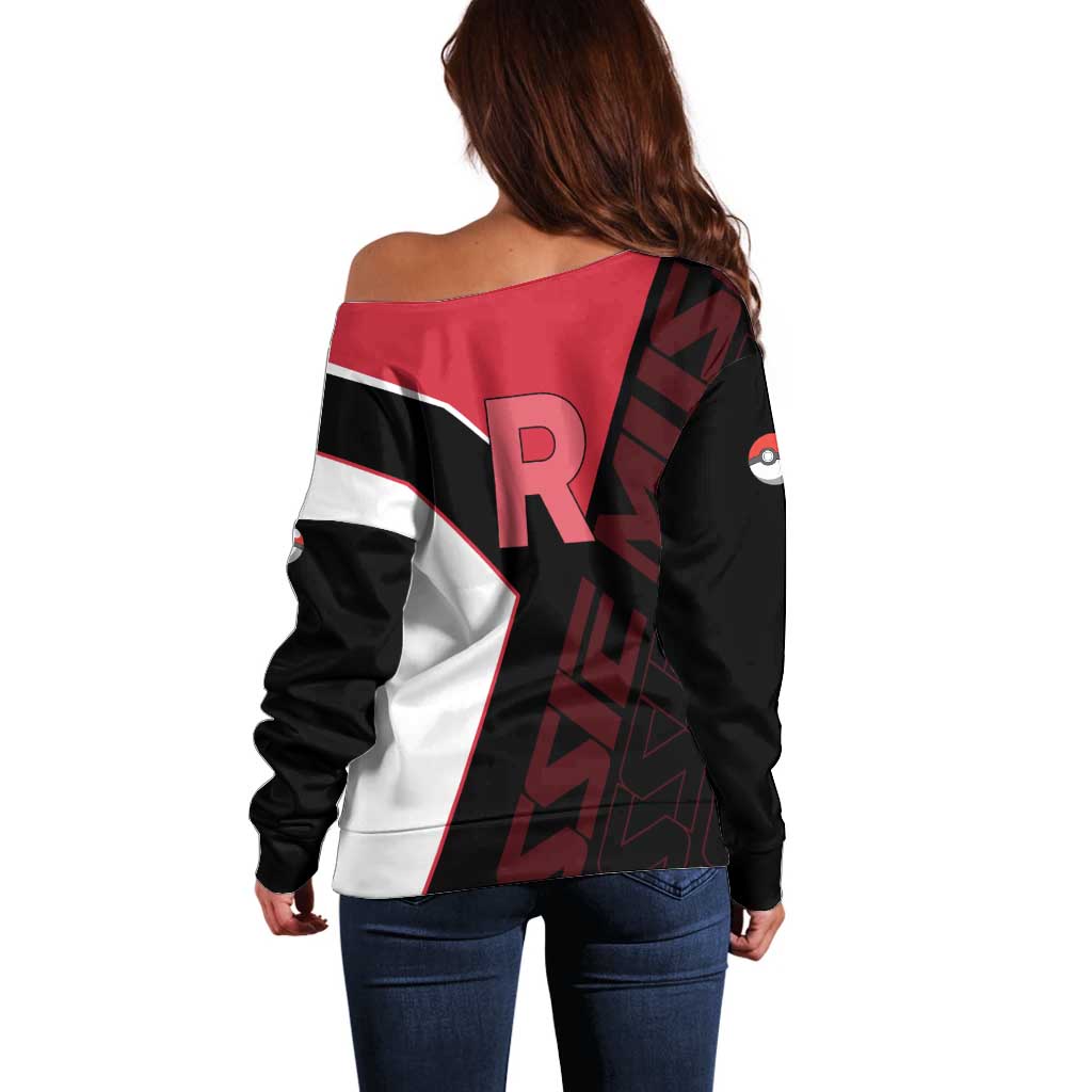 Jessie Musashi Poké Off Shoulder Sweater Bold Villain Anime Style