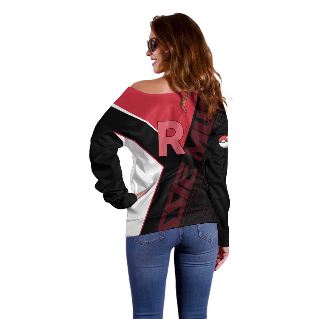 Jessie Musashi Poké Off Shoulder Sweater Bold Villain Anime Style
