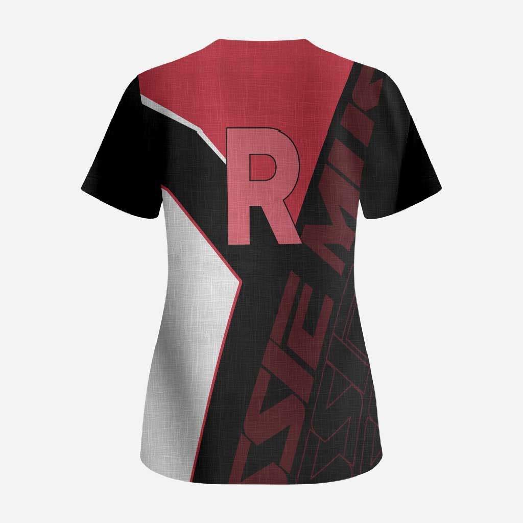 Jessie Musashi Poké Scrub Top Bold Villain Anime Style
