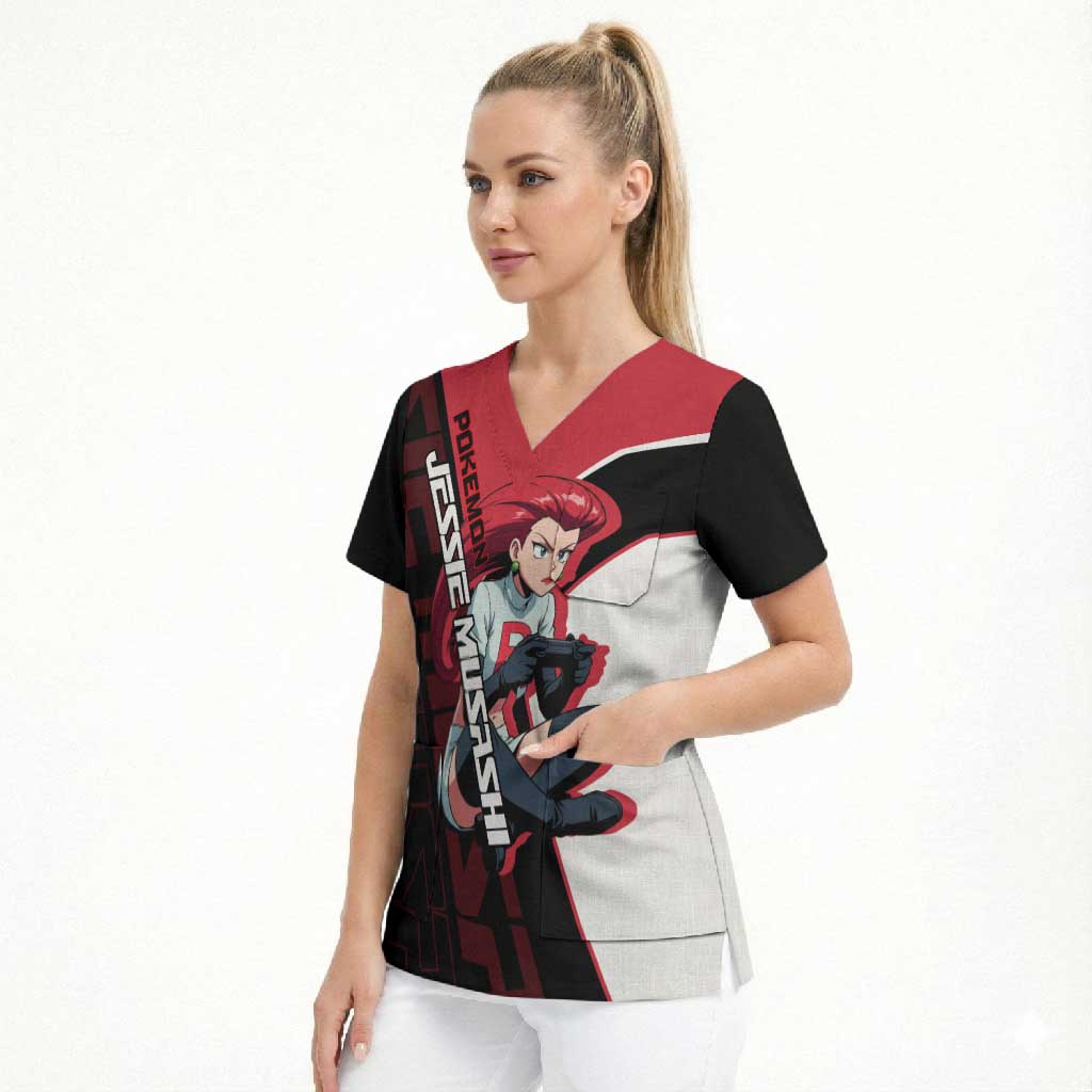 Jessie Musashi Poké Scrub Top Bold Villain Anime Style