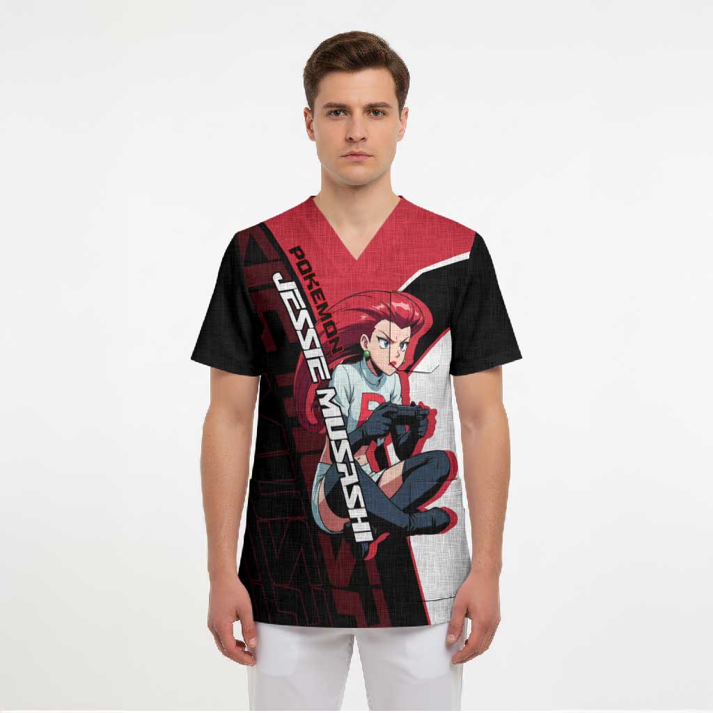 Jessie Musashi Poké Scrub Top Bold Villain Anime Style