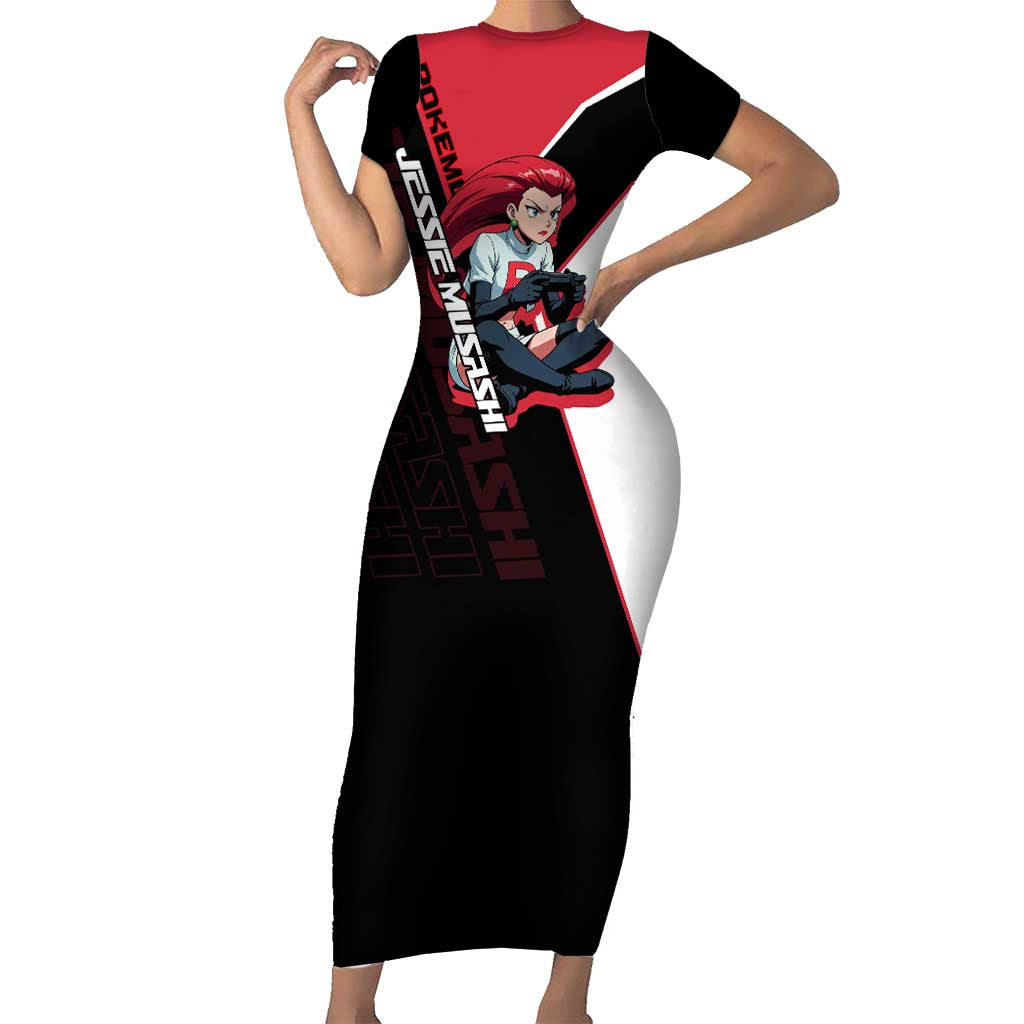 Jessie Musashi Poké Short Sleeve Bodycon Dress Bold Villain Anime Style