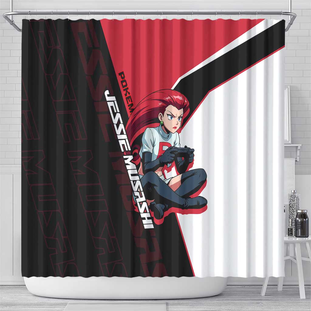 Jessie Musashi Poké Shower Curtain Bold Villain Anime Style