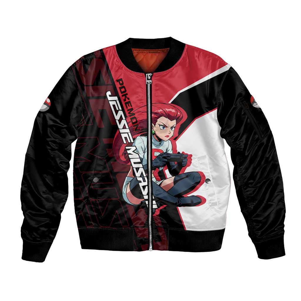 Jessie Musashi Poké Sleeve Zip Bomber Jacket Bold Villain Anime Style