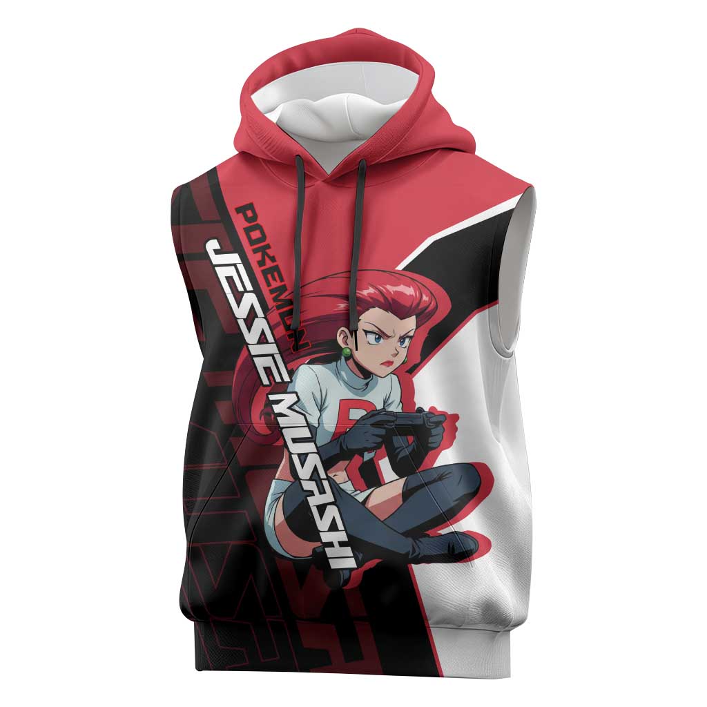 Jessie Musashi Poké Sleeveless Hoodie Bold Villain Anime Style