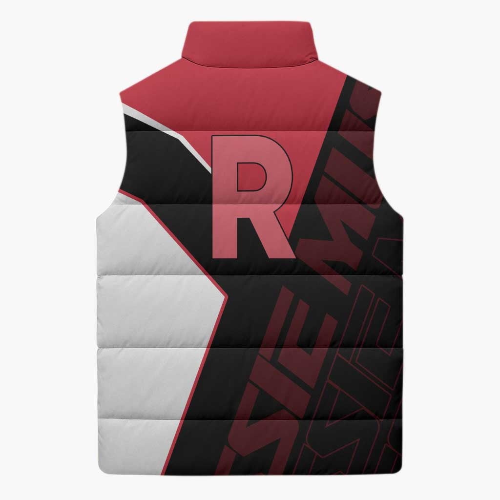 Jessie Musashi Poké Sleeveless Puffer Jacket Bold Villain Anime Style