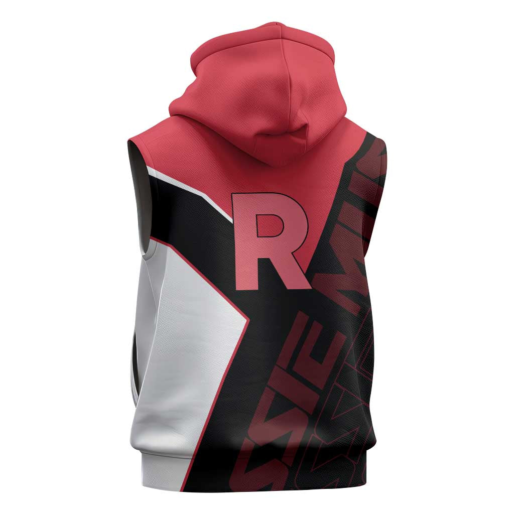 Jessie Musashi Poké Sleeveless Zip Hoodie Bold Villain Anime Style