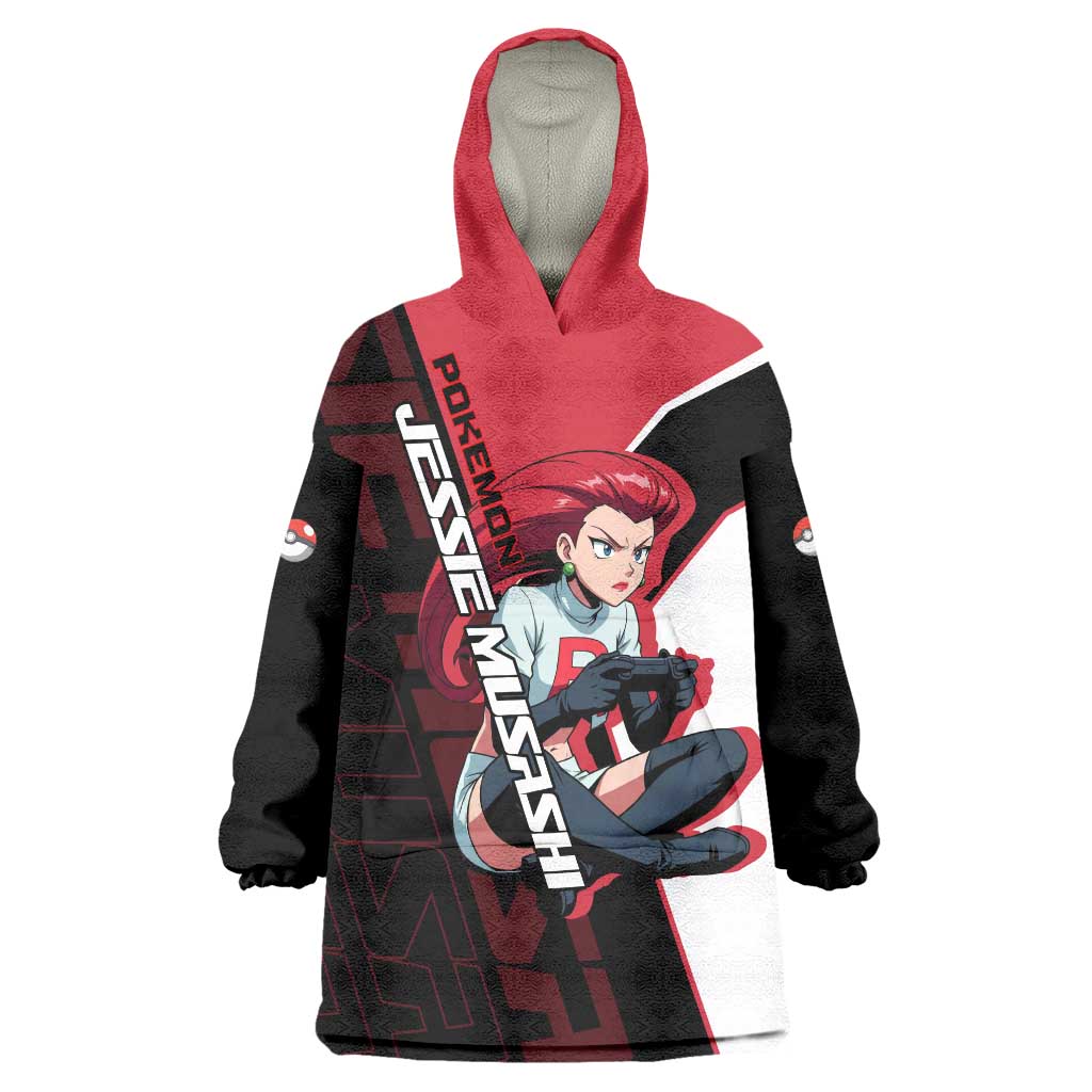 Jessie Musashi Poké Wearable Blanket Hoodie Bold Villain Anime Style