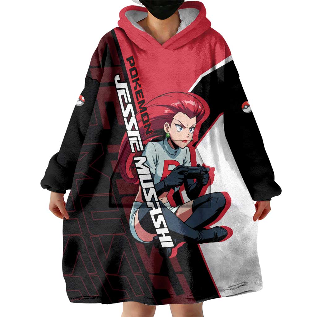 Jessie Musashi Poké Wearable Blanket Hoodie Bold Villain Anime Style