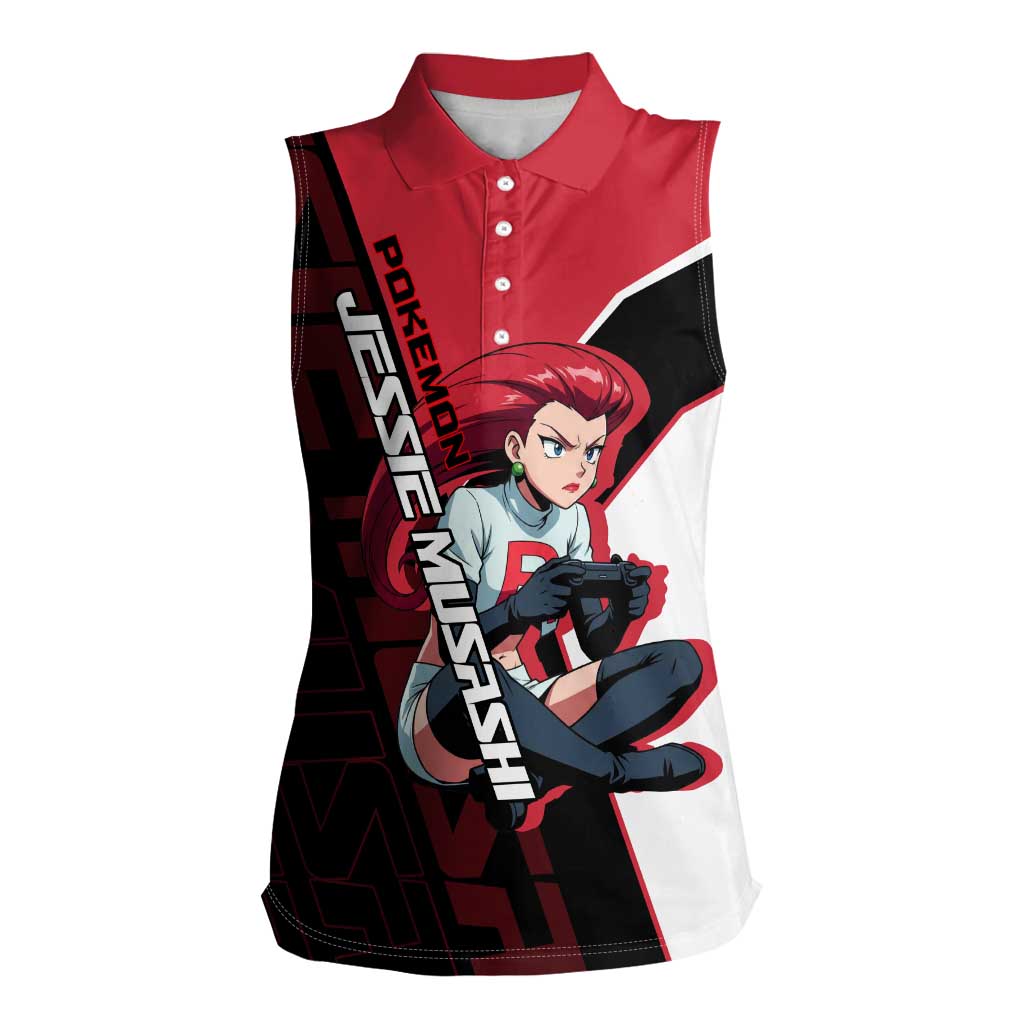 Jessie Musashi Poké Women Sleeveless Polo Shirt Bold Villain Anime Style
