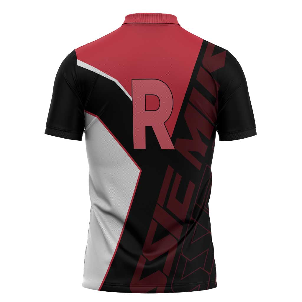 Jessie Musashi Poké Zipper Polo Shirt Bold Villain Anime Style