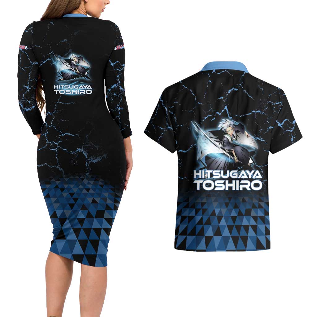 Hitsugaya Toshiro Bleach Couples Matching Long Sleeve Bodycon Dress and Hawaiian Shirt Ice Element Anime Crystal Style