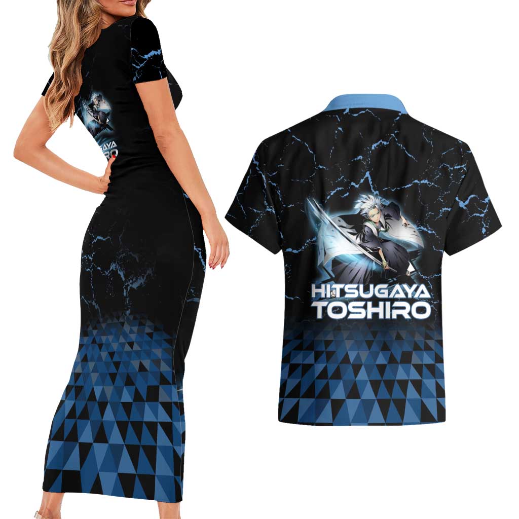 Hitsugaya Toshiro Bleach Couples Matching Short Sleeve Bodycon Dress and Hawaiian Shirt Ice Element Anime Crystal Style
