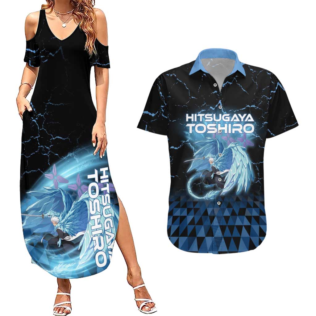 Hitsugaya Toshiro Bleach Couples Matching Summer Maxi Dress and Hawaiian Shirt Ice Element Anime Crystal Style