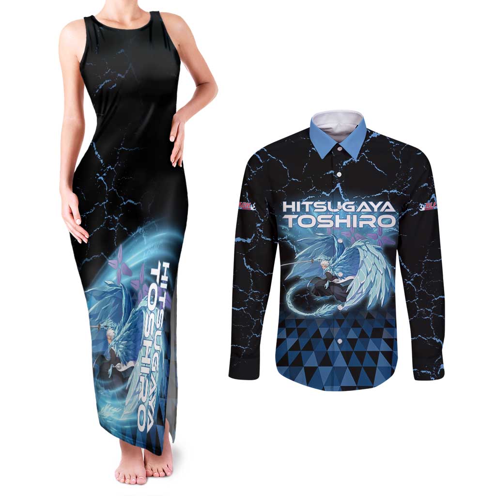Hitsugaya Toshiro Bleach Couples Matching Tank Maxi Dress and Long Sleeve Button Shirt Ice Element Anime Crystal Style