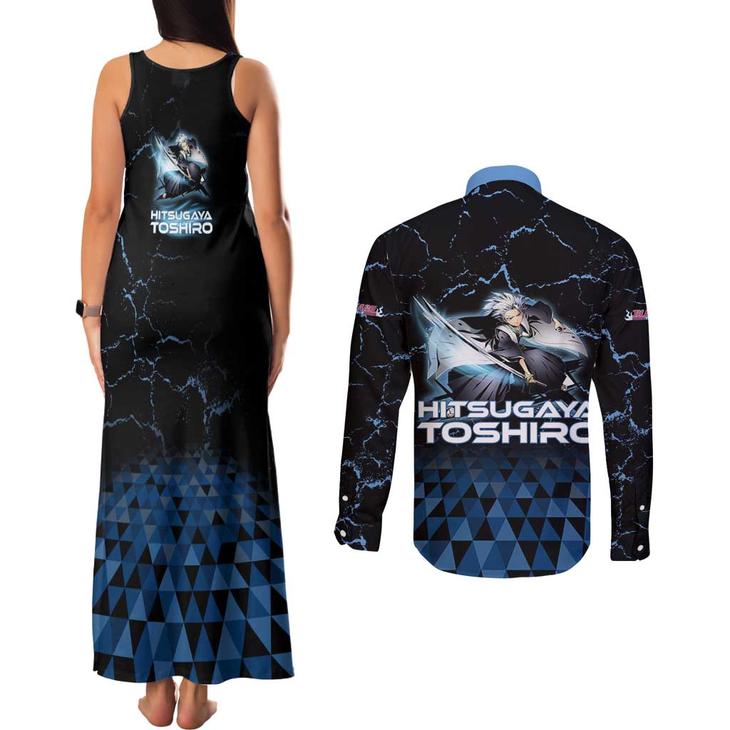 Hitsugaya Toshiro Bleach Couples Matching Tank Maxi Dress and Long Sleeve Button Shirt Ice Element Anime Crystal Style