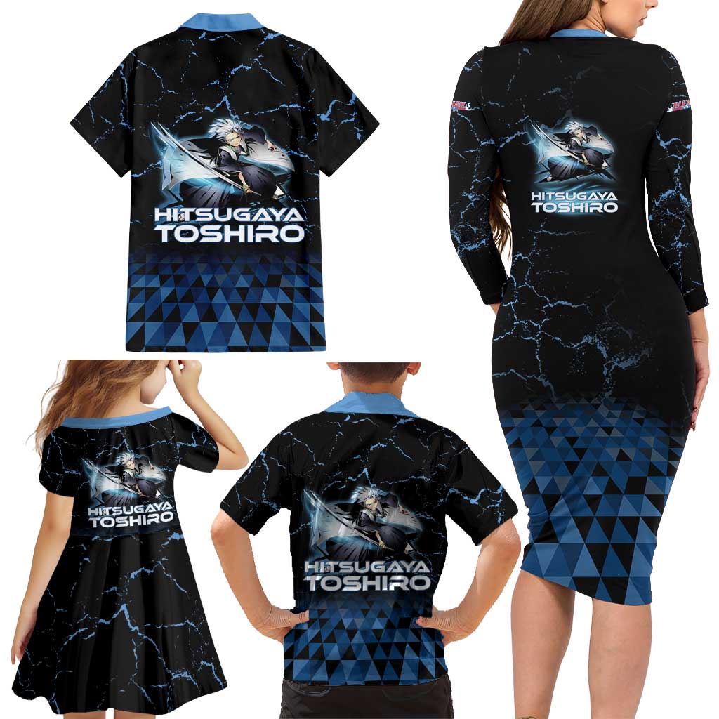 Hitsugaya Toshiro Bleach Family Matching Long Sleeve Bodycon Dress and Hawaiian Shirt Ice Element Anime Crystal Style