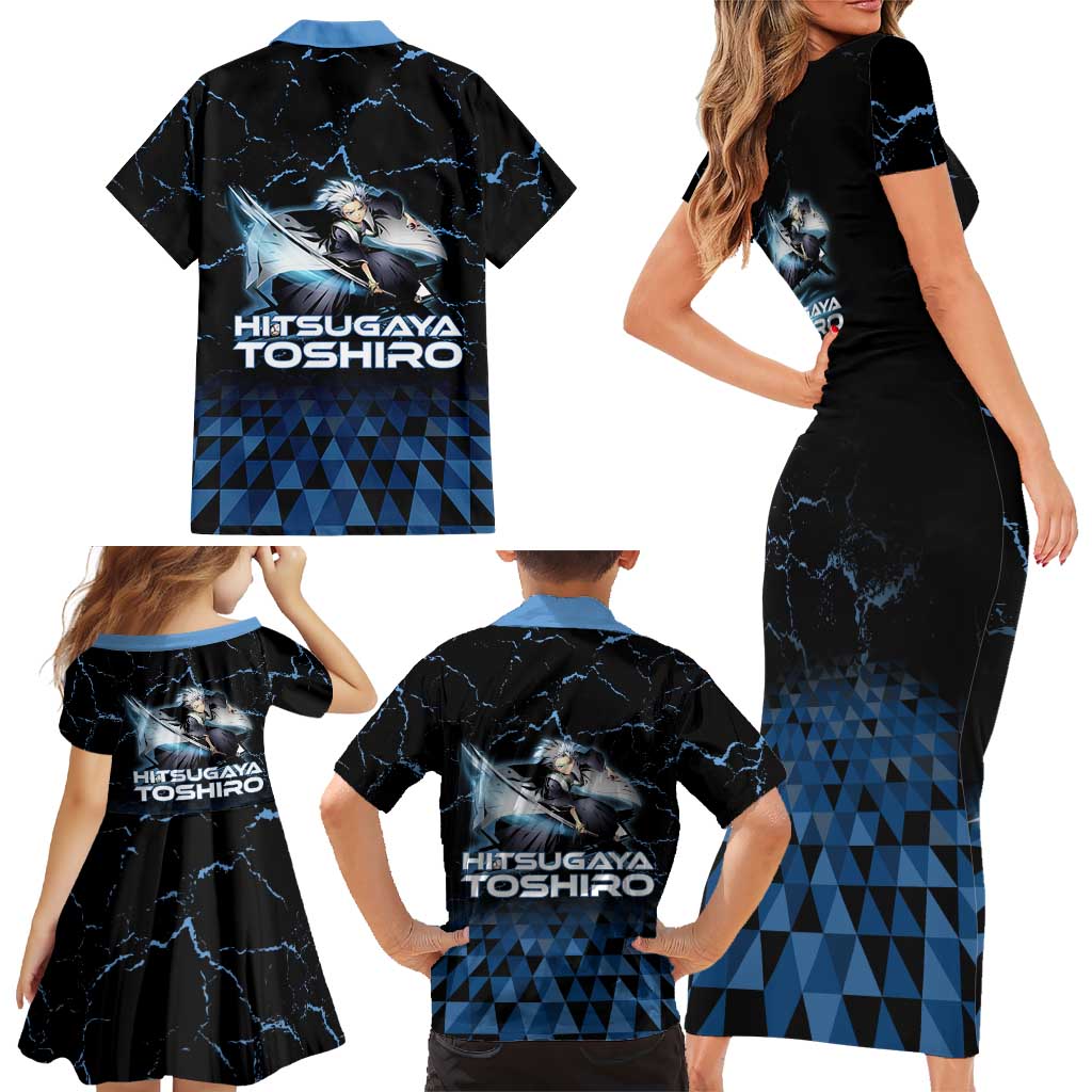 Hitsugaya Toshiro Bleach Family Matching Short Sleeve Bodycon Dress and Hawaiian Shirt Ice Element Anime Crystal Style