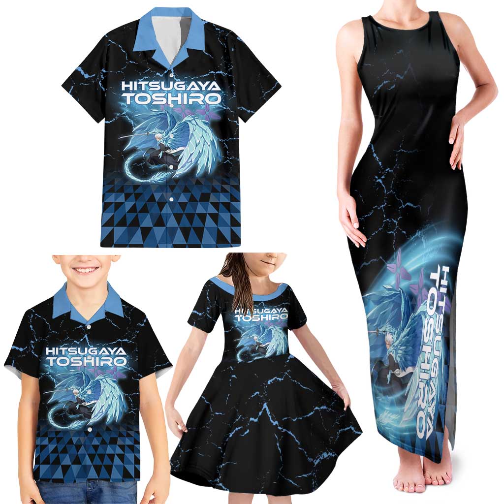 Hitsugaya Toshiro Bleach Family Matching Tank Maxi Dress and Hawaiian Shirt Ice Element Anime Crystal Style