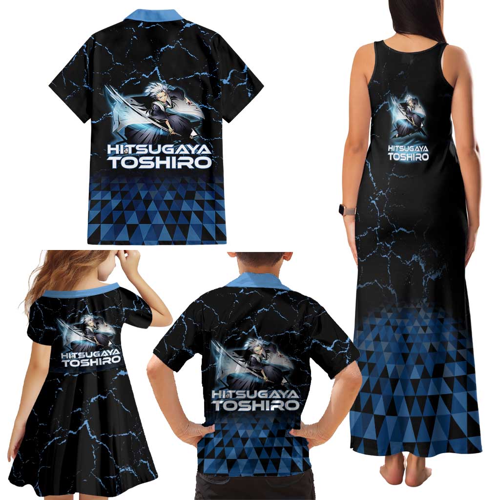 Hitsugaya Toshiro Bleach Family Matching Tank Maxi Dress and Hawaiian Shirt Ice Element Anime Crystal Style