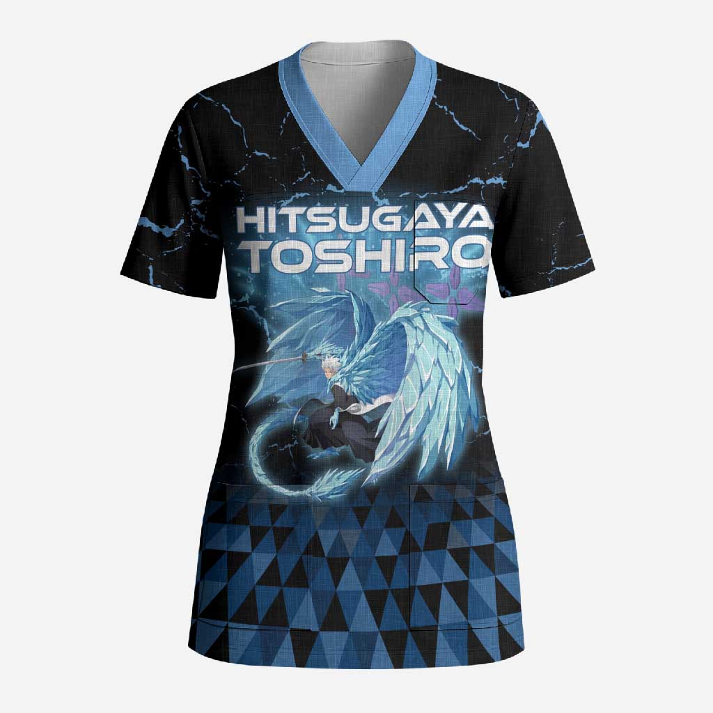 Hitsugaya Toshiro Bleach Scrub Top Ice Element Anime Crystal Style