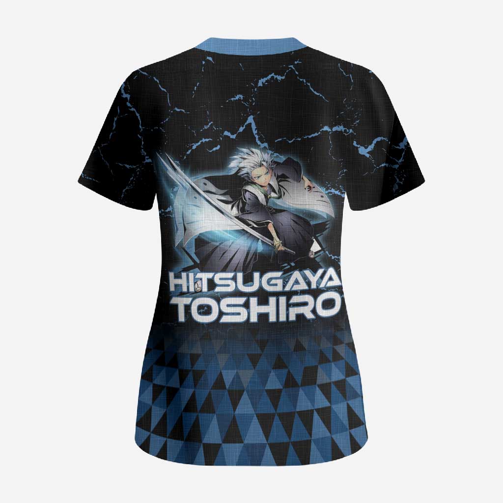 Hitsugaya Toshiro Bleach Scrub Top Ice Element Anime Crystal Style
