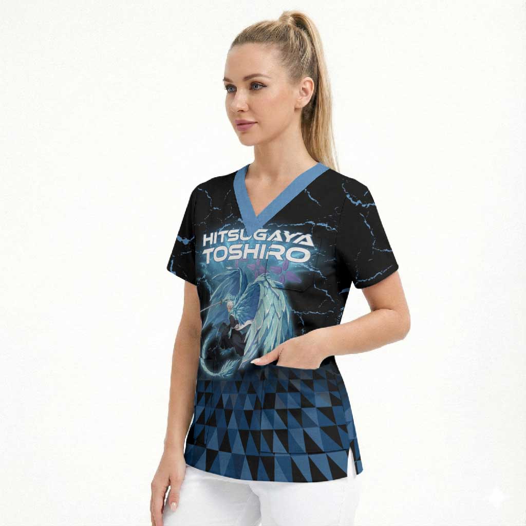 Hitsugaya Toshiro Bleach Scrub Top Ice Element Anime Crystal Style