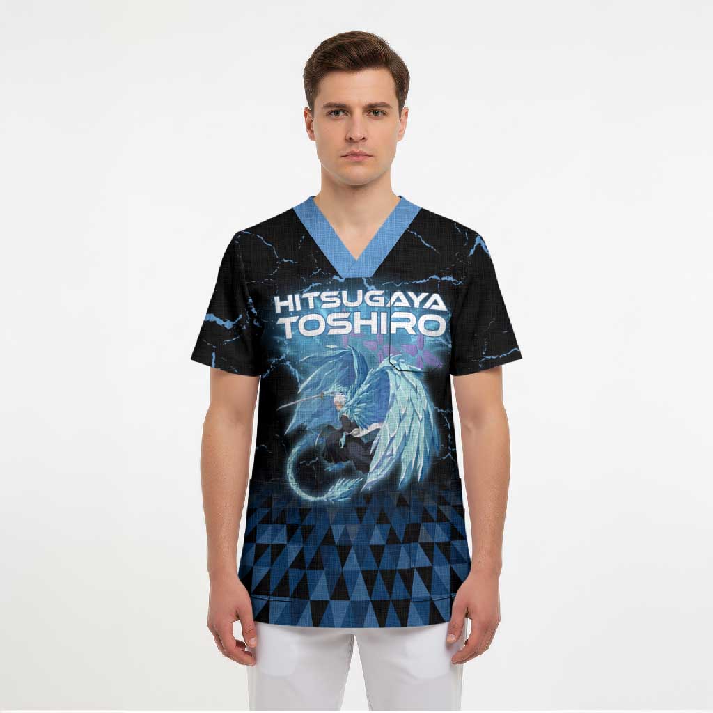 Hitsugaya Toshiro Bleach Scrub Top Ice Element Anime Crystal Style