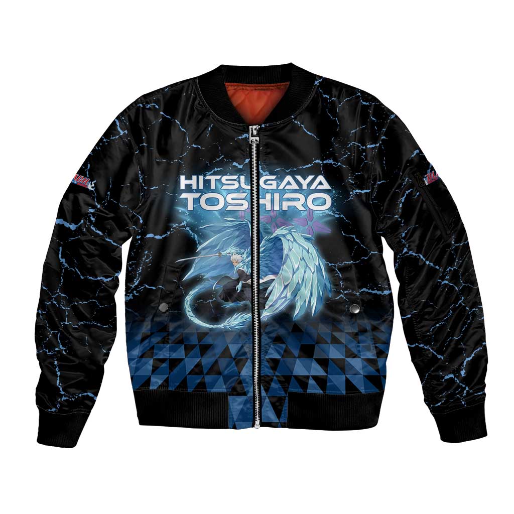 Hitsugaya Toshiro Bleach Sleeve Zip Bomber Jacket Ice Element Anime Crystal Style