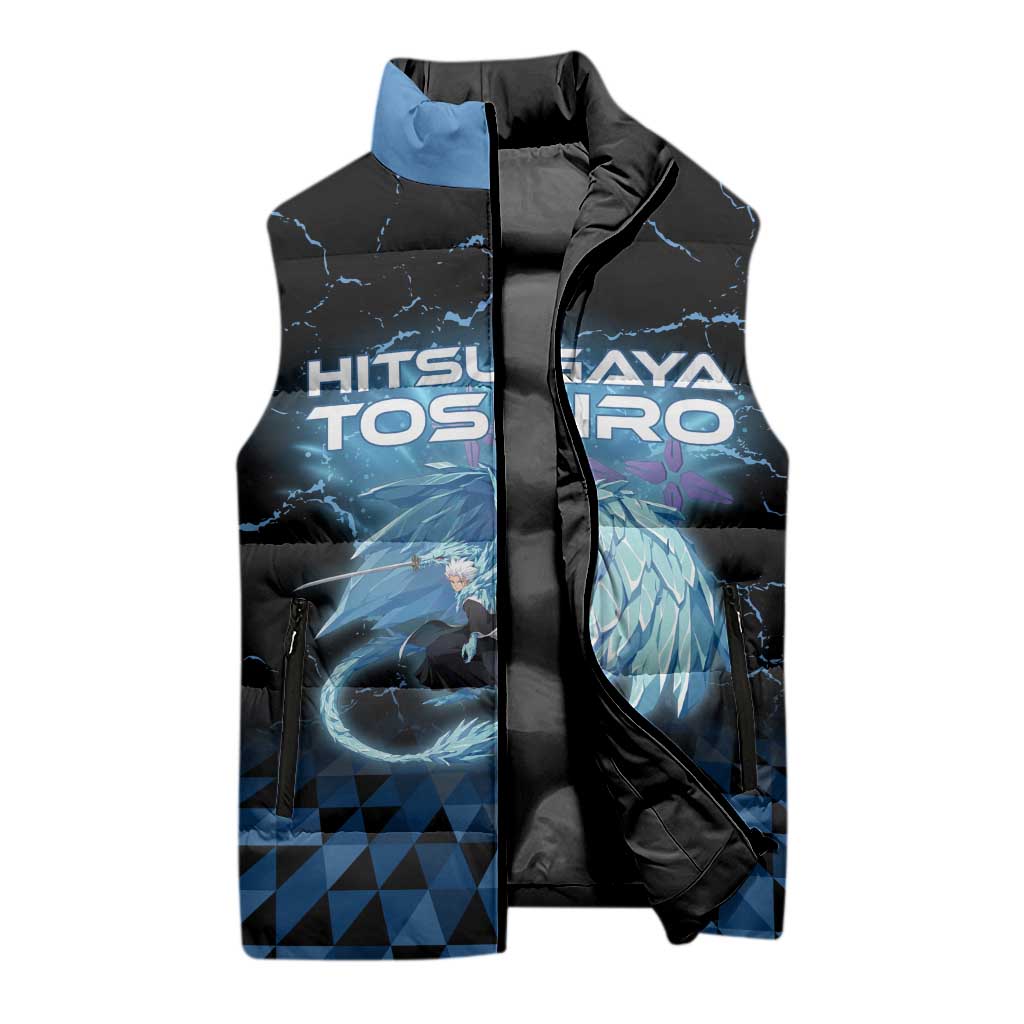 Hitsugaya Toshiro Bleach Sleeveless Puffer Jacket Ice Element Anime Crystal Style