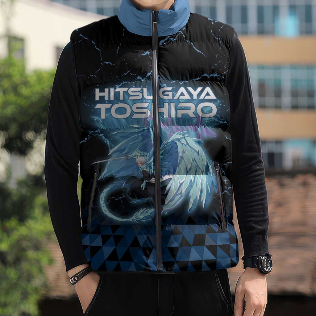 Hitsugaya Toshiro Bleach Sleeveless Puffer Jacket Ice Element Anime Crystal Style