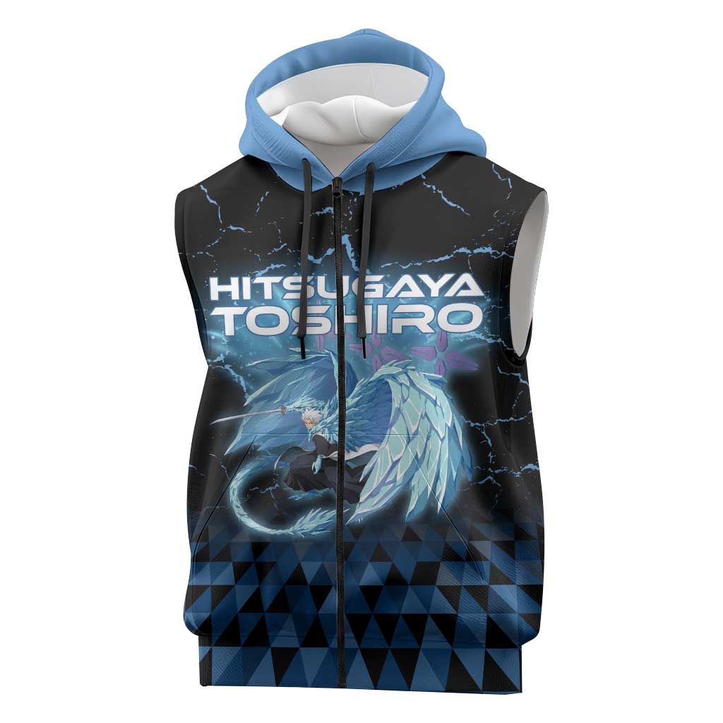 Hitsugaya Toshiro Bleach Sleeveless Zip Hoodie Ice Element Anime Crystal Style