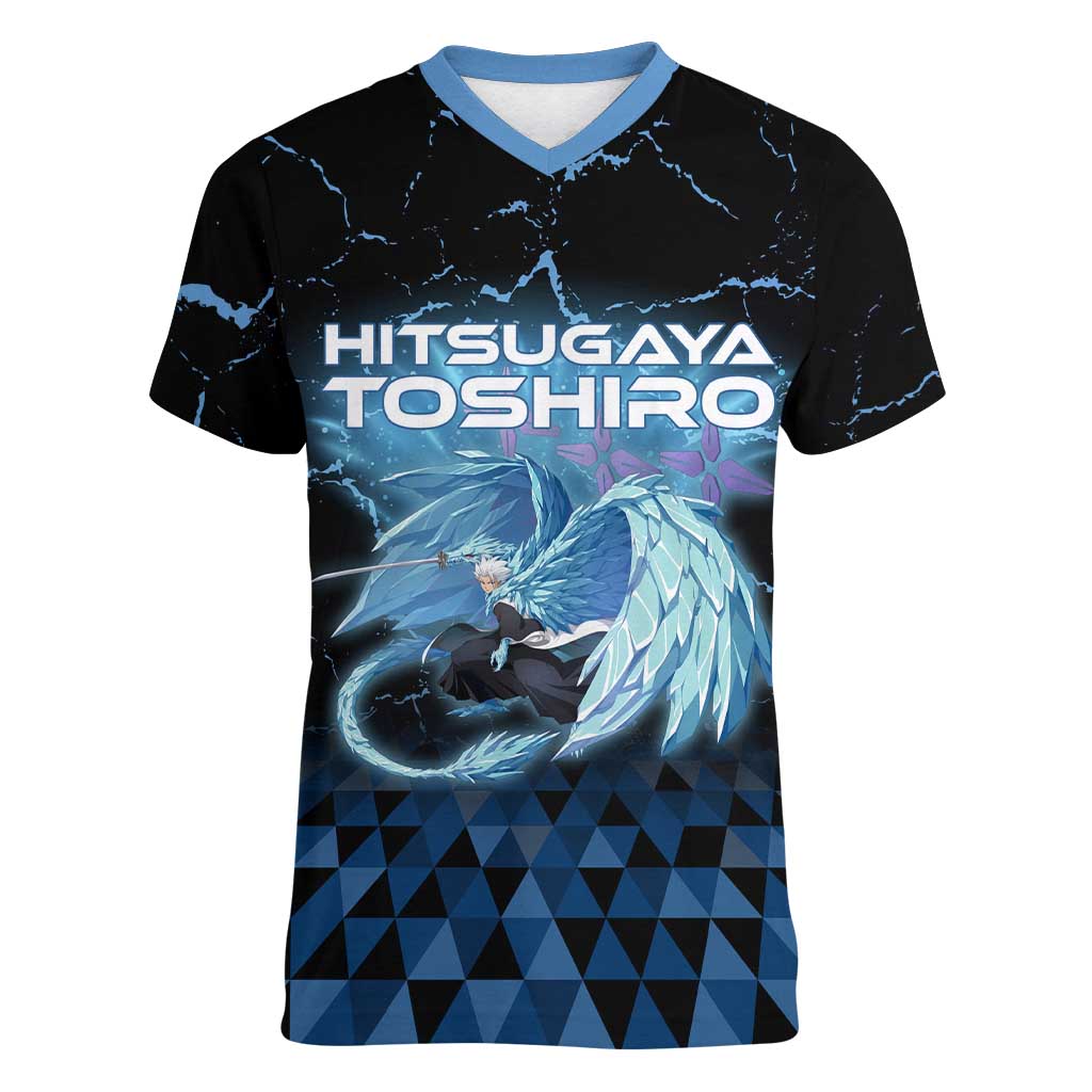 Hitsugaya Toshiro Bleach Women V-Neck T-Shirt Ice Element Anime Crystal Style