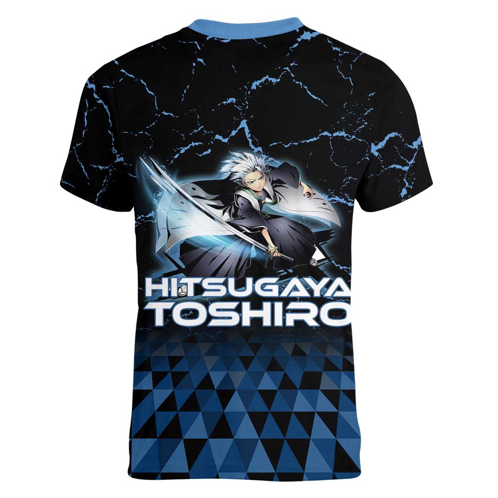Hitsugaya Toshiro Bleach Women V-Neck T-Shirt Ice Element Anime Crystal Style