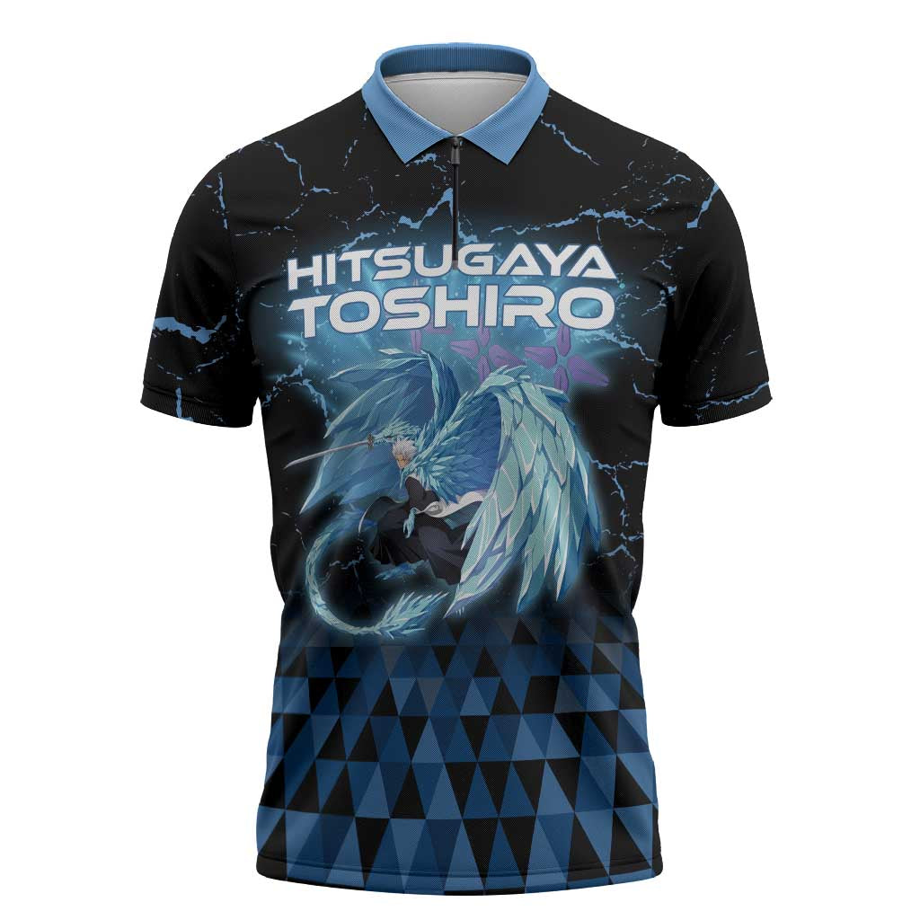 Hitsugaya Toshiro Bleach Zipper Polo Shirt Ice Element Anime Crystal Style