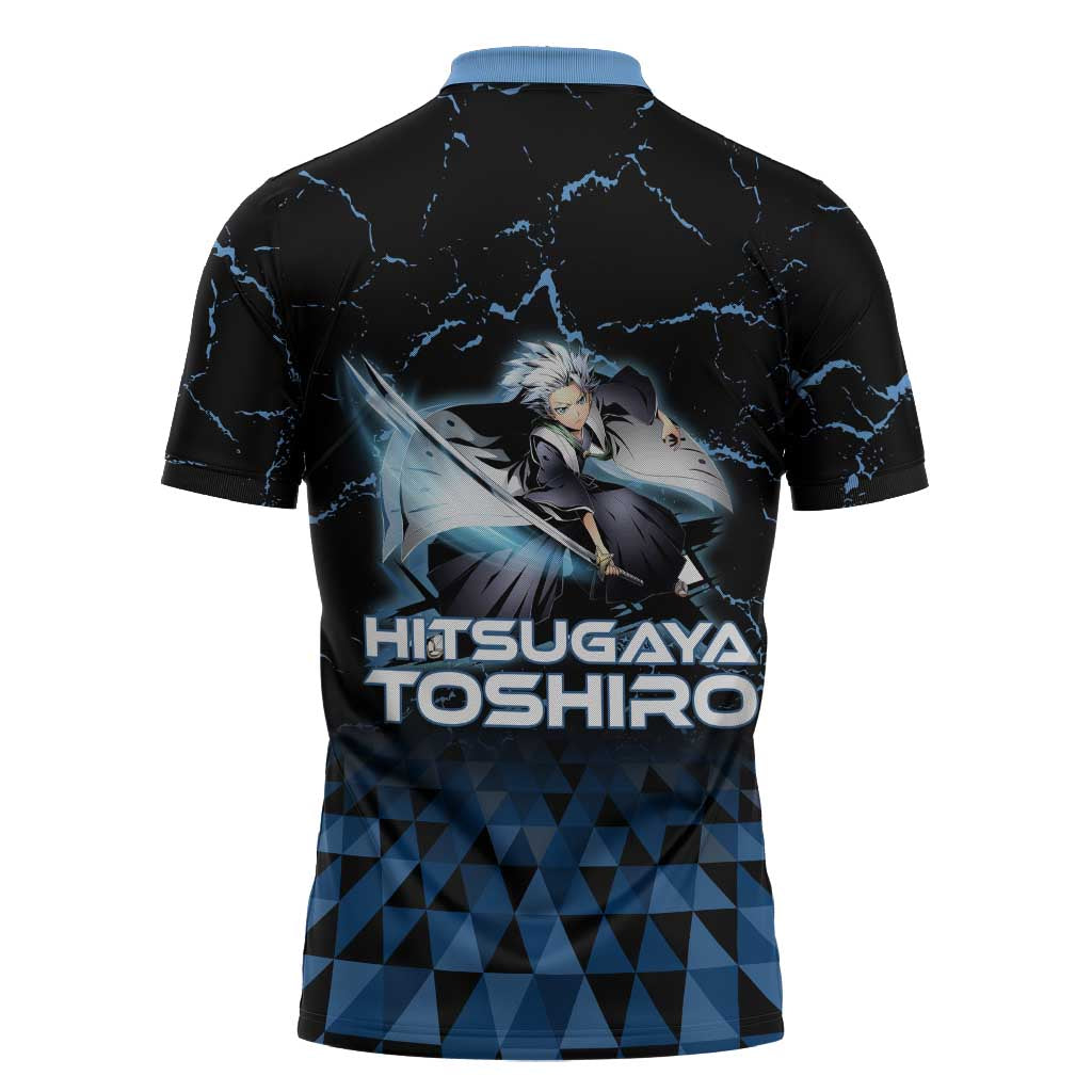 Hitsugaya Toshiro Bleach Zipper Polo Shirt Ice Element Anime Crystal Style