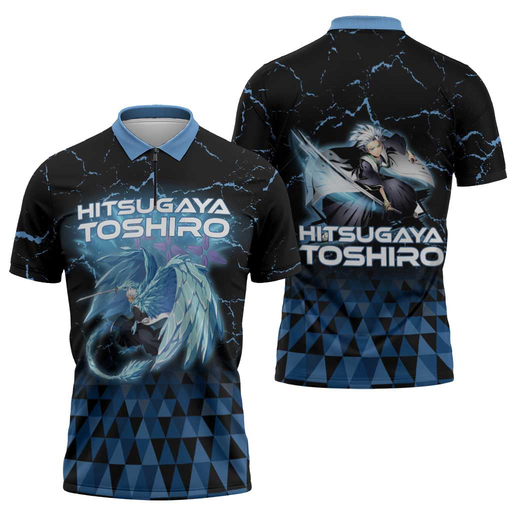 Hitsugaya Toshiro Bleach Zipper Polo Shirt Ice Element Anime Crystal Style