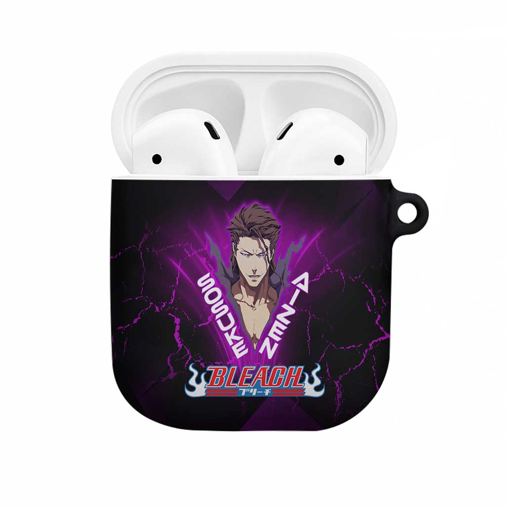 Sosuke Aizen AirPods Case Neon Purple Anime Energy Aura Illustration
