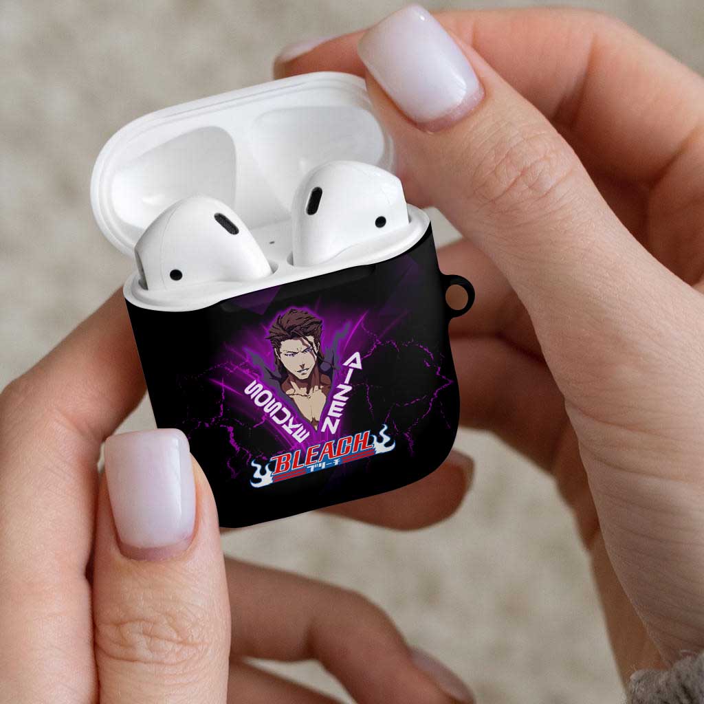 Sosuke Aizen AirPods Case Neon Purple Anime Energy Aura Illustration